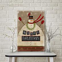 Courtside Market Snowman Happy Holidays 24x36 Canvas Wall Art