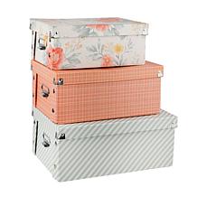 Craft Buddy Antique Floral Stacking Storage Boxes 3-piece Set