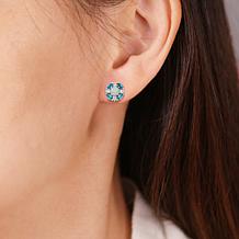 Created Opal, Blue topaz and Created White Sapphire Stud Earrings