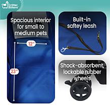 CritterSitters Double Pet Stroller with 2 Storage Baskets - Blue