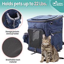 CritterSitters Pet Backpack for 22lbs. Dogs and Cats w/ Pockets - Blue