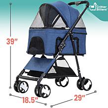 CritterSitters Single Pet Stroller for Pets 33 Lbs. and Under - Blue