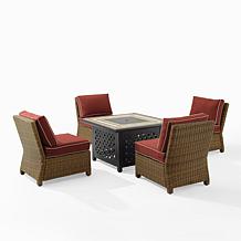 Crosley Bradenton Conversation Set Sangria/Weathered Brown - 5 Piece