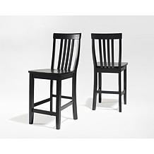 Crosley Furniture School House 2-piece 24" Bar Stool Set - Black