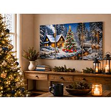 Crystal Art Triptych Canvas - Snowfall Lodge