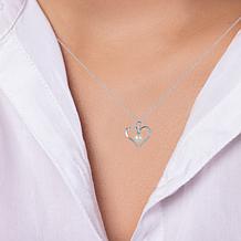 Cultured Freshwater Pearl and Created White Sapphire Heart Pendant