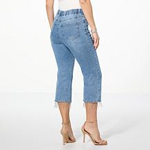 Curations x Debbie Denmon Stretch Denim Crop Bling Jean