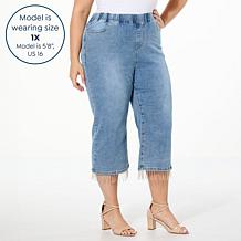 Curations x Debbie Denmon Stretch Denim Crop Bling Jean