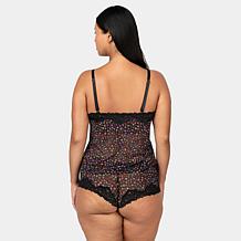 Curvy Couture Sheer Mesh Cami and Cheeky Panty 2-Piece Lingerie Set