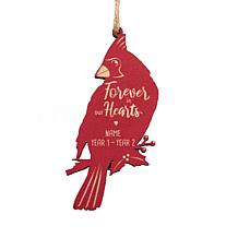 Custom Personalization Forever in Our Hearts Red Wood Ornament