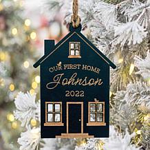 Custom Personalized Our First Home Personalized Black Wood Ornament