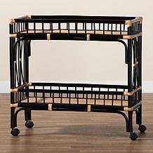 Dalinda Natural Rattan Kitchen Cart with Two Shelves