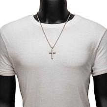Dante Stainless Steel Men's Double Finish Cross Necklace 
