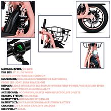 DeLorean 450W 36V Folding Seated E-Scooter w/Backrest & Accessories