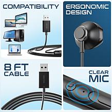 Delton 10E USB Wired Computer Earbuds w/ Mic for Laptops/PC