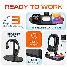 Delton 15W Wireless Fast-Charging Headset Stand and 20X Headset