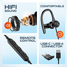 Delton 24EC USB/USB-C Computer Earbud Headset with Microphone