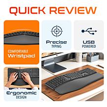 Delton KB250 USB Ergonomic Keyboard and Wrist Rest