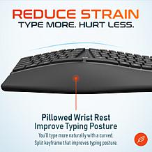 Delton KB250 Wireless Rechargeable Ergonomic Keyboard and Wrist Rest