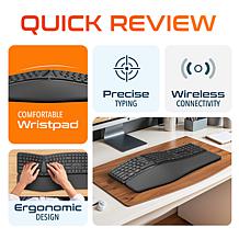 Delton KB250 Wireless Rechargeable Ergonomic Keyboard and Wrist Rest