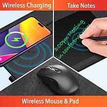 Delton Wireless Charger + Digital Notepad Mouse Pad w/ Wireless Mouse
