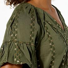 Democracy Woven Bubble-Sleeve Top
