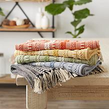 Design Imports 15" x 108" Braided Stripe Fringed Table Runner