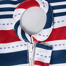 Design Imports 60" Patriotic Stripe Round Outdoor Tablecloth w/Zipper