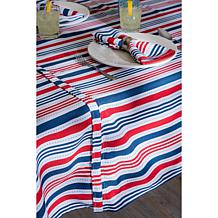 Design Imports 60" x 120" Patriotic Stripe Outdoor Tablecloth w/Zipper
