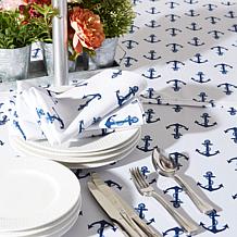 Design Imports 60" x 84" Anchors Print Outdoor Tablecloth with Zipper