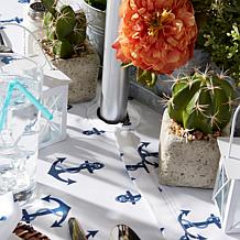 Design Imports 60" x 84" Anchors Print Outdoor Tablecloth with Zipper
