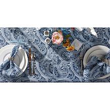 Design Imports 60" x 84" Blue Paisley Print Tablecloth with Zipper