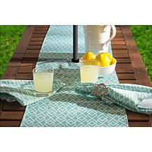 Design Imports Aqua Diamond Outdoor Table Runner w/Zipper - 14" x 108"