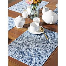 Design Imports Blue Paisley Print Outdoor Reversible Placemat Set of 6