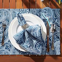 Design Imports Blue Paisley Print Outdoor Reversible Placemat Set of 6