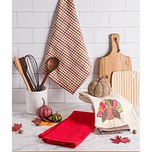 Design Imports Fall Turkey Embroidered Kitchen Towels Set of 3