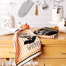 Design Imports Halloween Embellished Kitchen Towel Set of 3