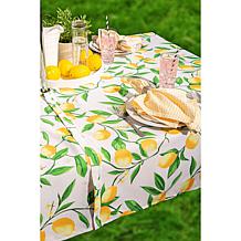 Design Imports Lemon Bliss Outdoor Tablecloth w/Zipper - 60" x 120"