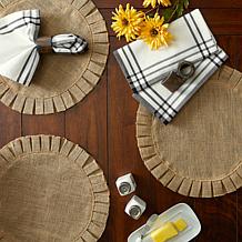 Design Imports Natural Jute Round Ruffle Trim Placemats - Set of 6