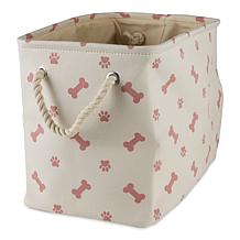 Design Imports Polyester Rectangle Pet Bin Paws & Bones Large