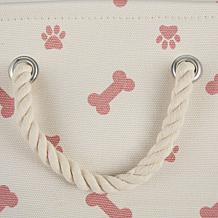 Design Imports Polyester Rectangle Pet Bin Paws & Bones Medium