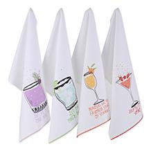 Design Imports Sassy Cocktails Printed Kitchen Towel Set of 4