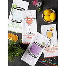 Design Imports Sassy Cocktails Printed Kitchen Towel Set of 4