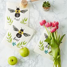 Design Imports Set of 3 Bee Kind Swedish Dishcloths