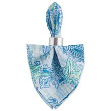Design Imports Set of 6 Blue Watercolor Paisley Outdoor Napkins