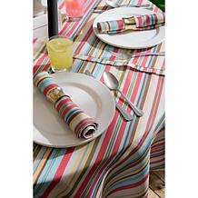 Design Imports Summer Stripe Outdoor Round Tablecloth w/Zipper - 60"