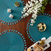 Design Imports Tassel Fringe PP Woven Round Placemat - Set of 6