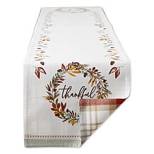 Design Imports Thankful Autumn Wreath 14" x 72" Table Runner