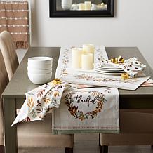 Design Imports Thankful Autumn Wreath 14" x 72" Table Runner