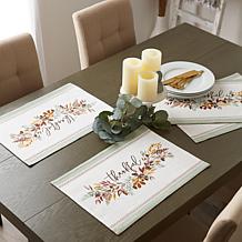 Design Imports Thankful Reversible Embellished Placemat Set of 4